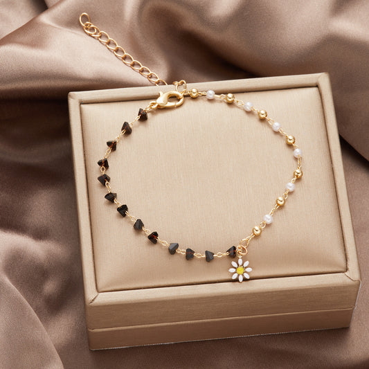 Womens Crystal Bracelet With Pearl Bead Chain Elegant Ball Bracelet Fashion Jewelry For Women Girls Artificial