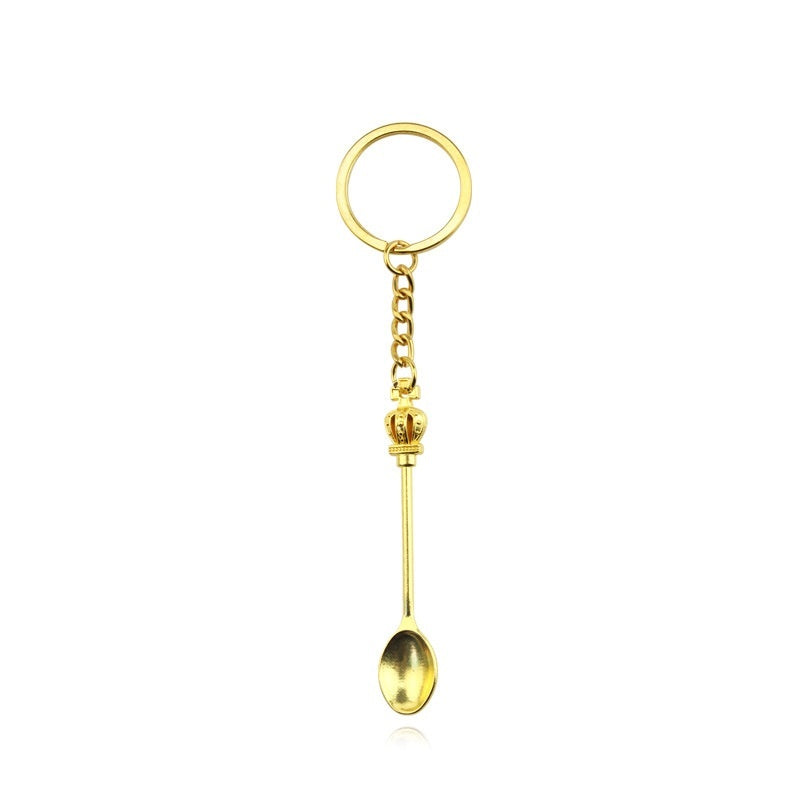 Metal Crown Keychain Pendant Small Gift Ideal For Bags Accessories Classic Spoon Key Ring Gold And Silver