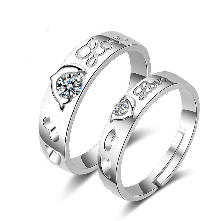 Couple Rings Korean Fashion Jewelry Gift White Copper Electroplated Open Rings Women Men Matching Promise Bands