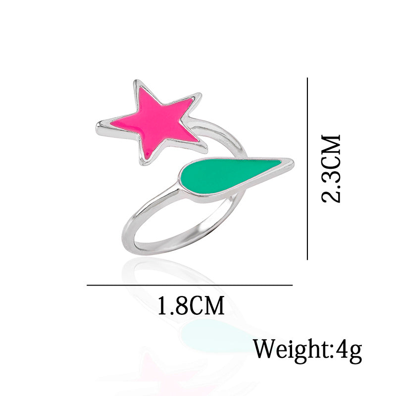 Hisoka Teardrop Star Ring Adjustable Open Zinc Alloy Enamel Cosplay Jewelry For Women Men Anime Fan Gift Cosplay Ring