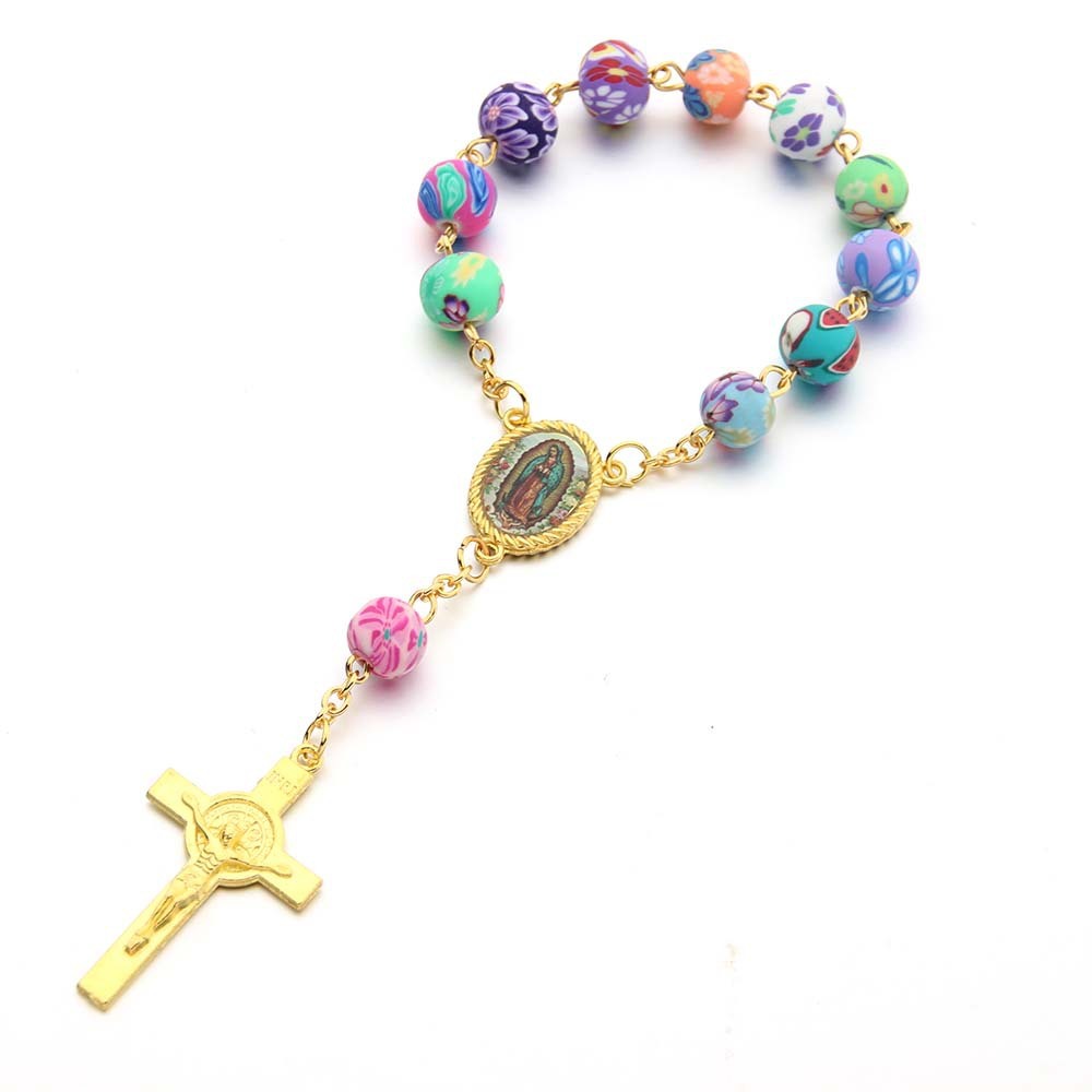 Unisex Alloy Totem Bracelet Cross Rosary Design With Angelic Pendant Silver Gold Plated Jewelry For Daily Wear