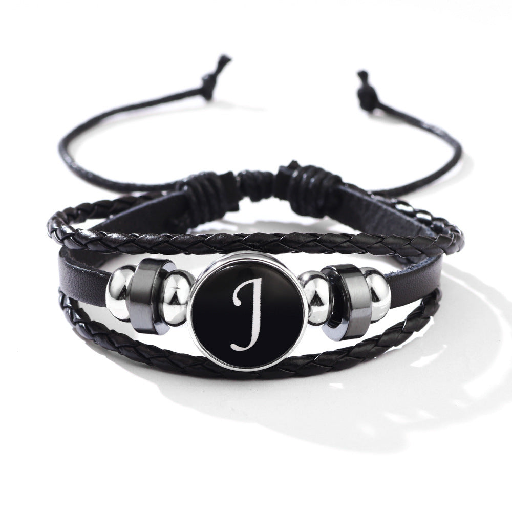 Womens Leather Bracelet With Initials Charm Adjustable Extension Classic Jewelry For Women And Girls For Women