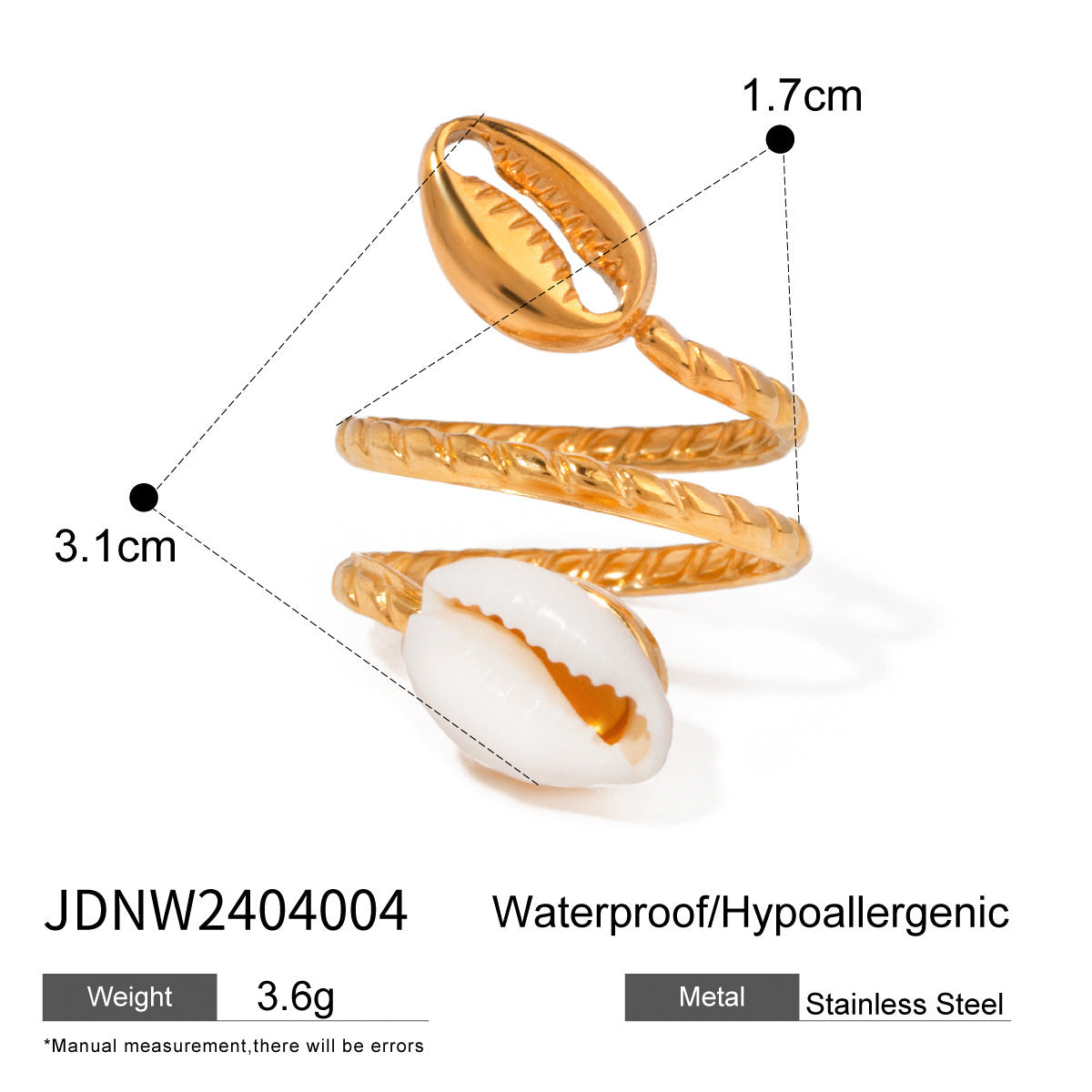 Stainless Steel Open Ring With Shell Zodiac Animal Design For Women Beach Vacation Accessory Everyday Wearable