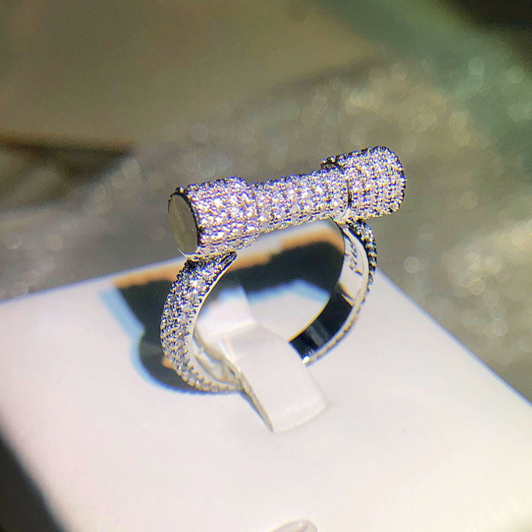 Geometric Copper Ring with Gold Plating and Gemstones