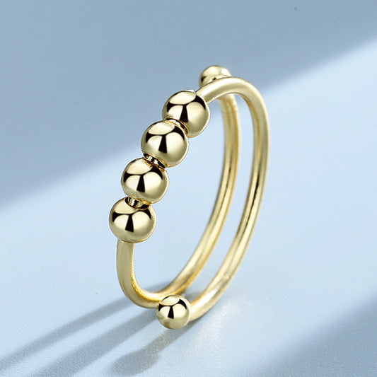 Geometric Beaded Alloy Rings Adjustable Opening For Women And Men Elegant Simple Design Individually Packed Employee