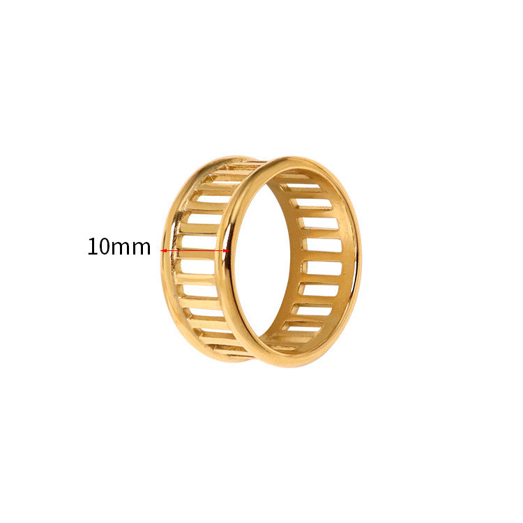 Unisex Hollow Letter Ring 18K Gold Plated Stainless Steel