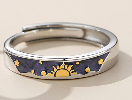 Couple Rings Rings Matching Sun And Moon Geometric Rings Electroplated Anniversary Rings Birthday Matching Sun