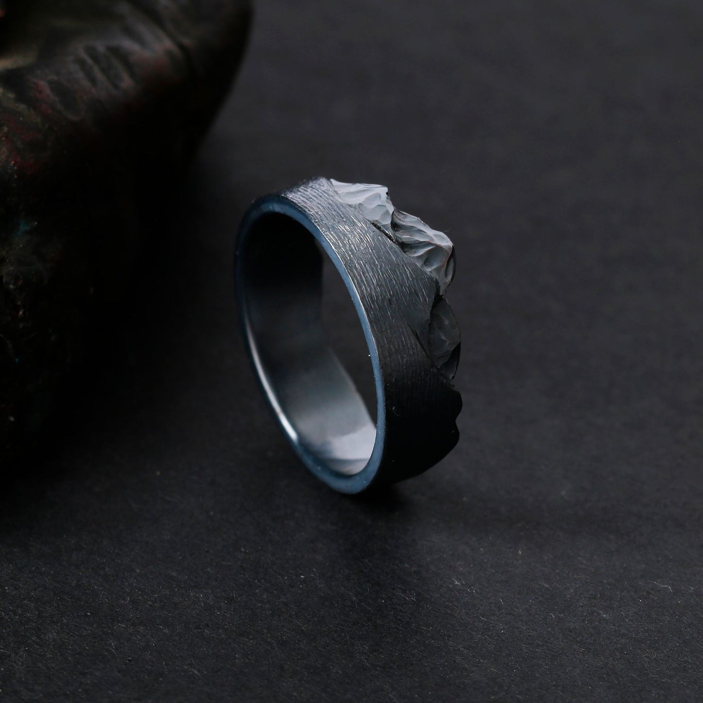 Vintage Copper Ring Hand Carved Textured Adjustable Geometric Ring With Electroplated Copper Knuckle For Women