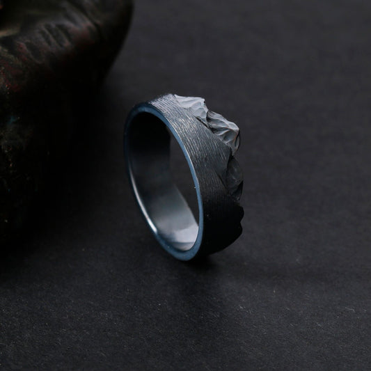 Vintage Copper Ring Hand Carved Textured Adjustable Geometric Ring With Electroplated Copper Knuckle For Women