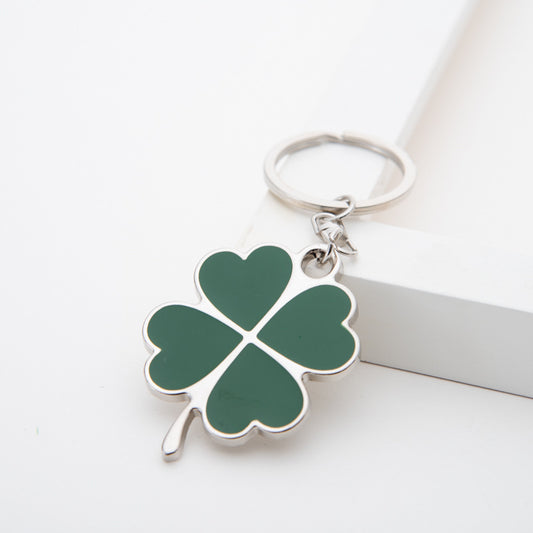 Unisex Constellation Keychain With Zodiac Sign Pendant And Four Leaf Clover Charm Zinc Alloy Key Accessory Kit