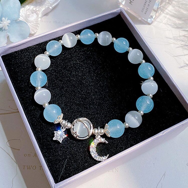 Womens Handmade Vintage Gray Moonstone Bracelet Fashion Jewelry Artificial Crystal Elegant Unique Classic Look
