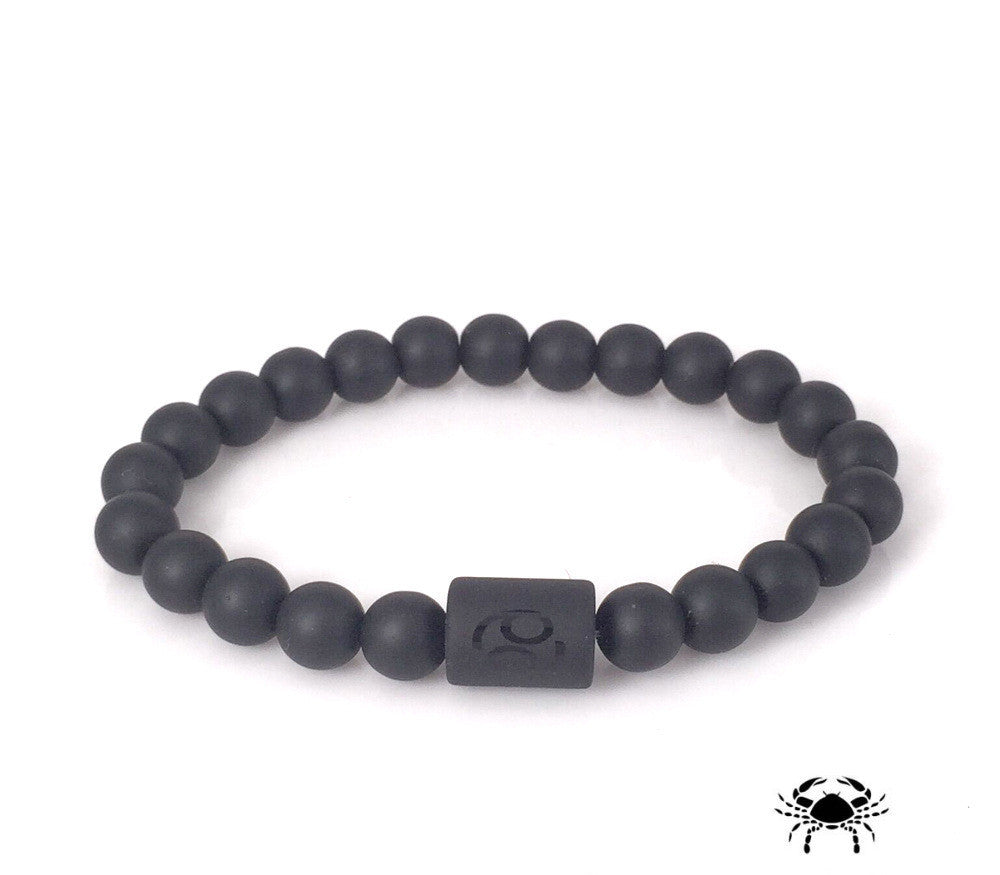 Unisex Beaded Bracelet Frosted Black Onyx Stone With Geometric Pattern 8mm Beads 19cm Length Jewelry For Men And Women
