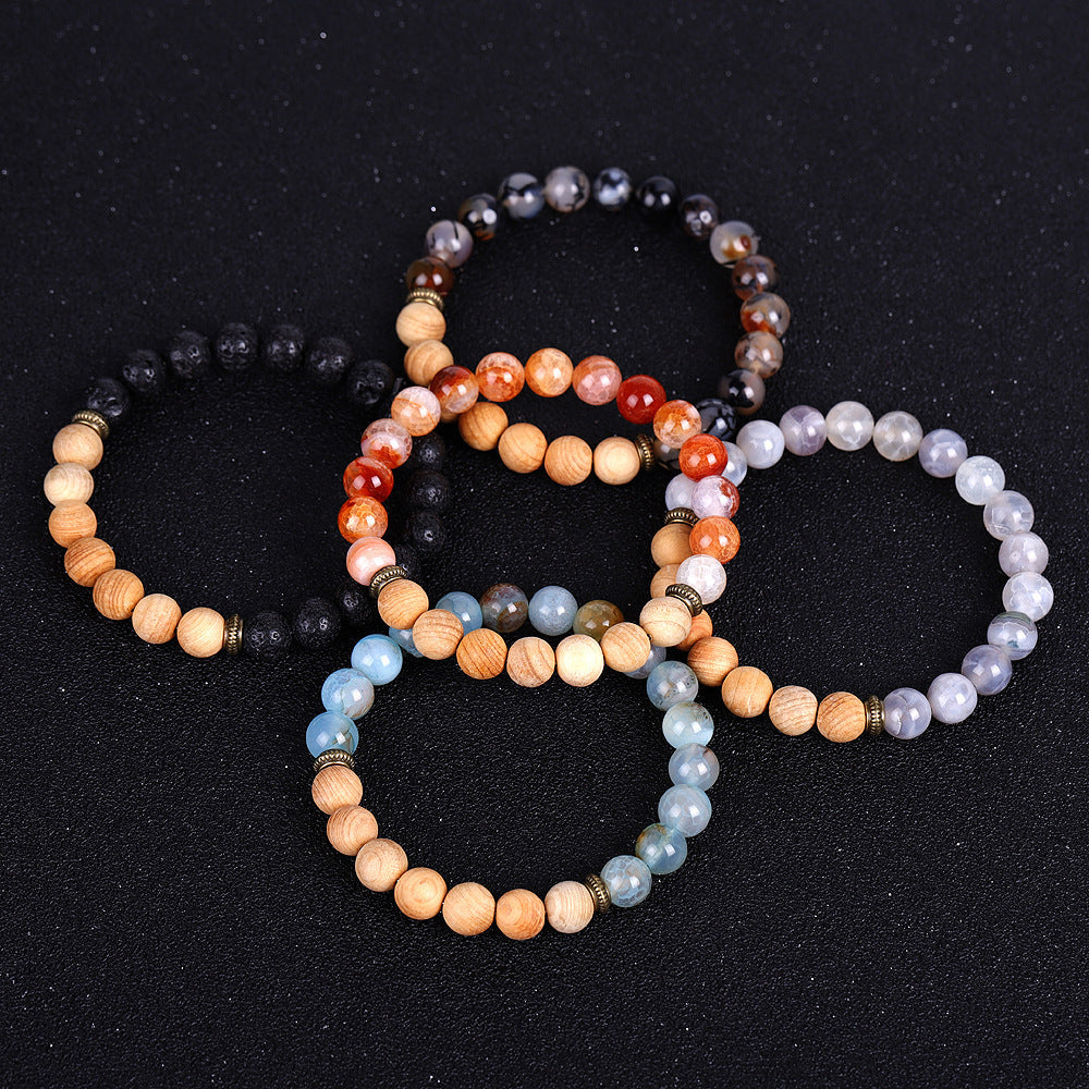 Natural Stone Guardian Lucky Stone Bracelet With Lava Beads And Wood Beads For Men And Women Religion Totemism
