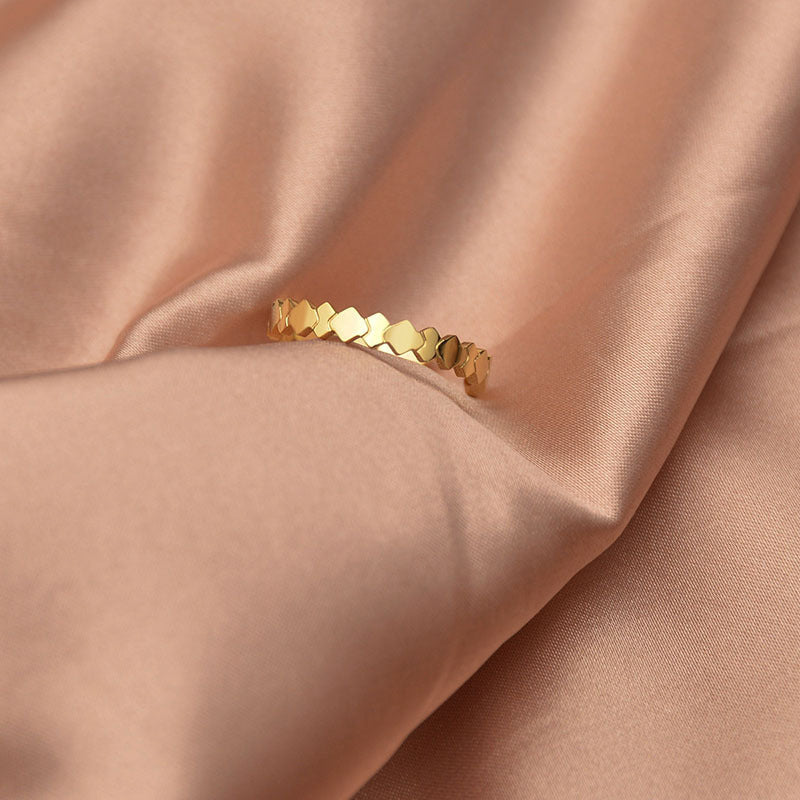 The New Geometric Diamond Ring Is Simple And Fashionable Style Geometry Stainless Steel Gold Color X1 Geometry