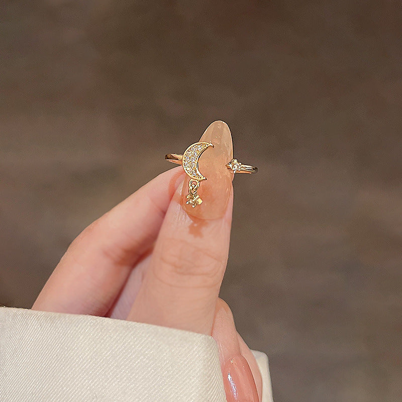 Elegant PearlWhite Ring Geometric Copper Band Electroplated White Gold Gemstone Inlay Gift For Her Korean Style