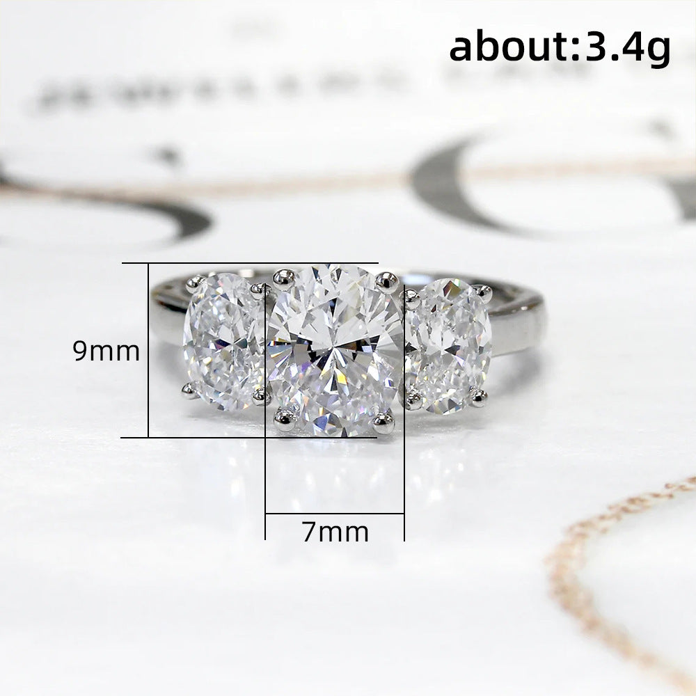 Geometric Copper Zircon Rings For Women Oval Elegant Fashion Jewelry Gift For Her Promise Gift For Special Days