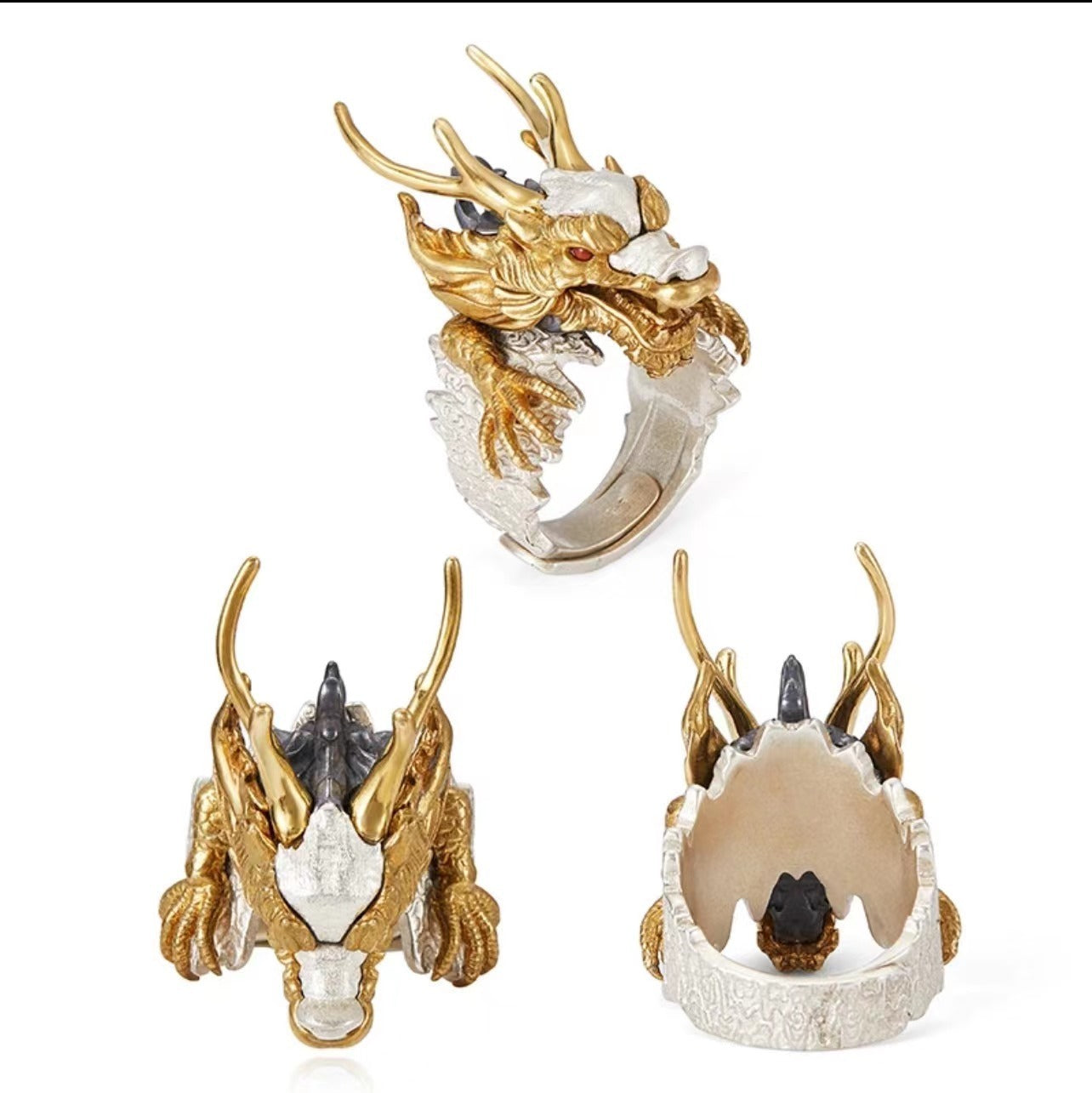 Unisex Dragon Claw Ring Copper Open Mouth Geometric Band