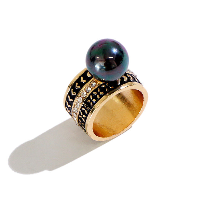 New Style Ring European Retro Zircon Inlaid Diamond Ring Gold Plated Geometric Pastoral Ethnic Jewellery Women