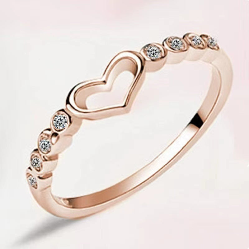 Womens Hollowed Heart Ring Electroplated Alloy Fashion Jewelry Elegant Durable Versatile Gift For Her And Everyday Style