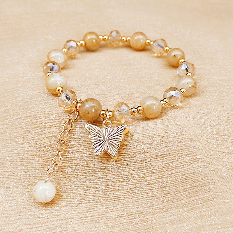 Women Fashion Glass Alloy Bracelet Imitation Jade Bangle Crystal Geometric Design Simple For Everyday Wear Now