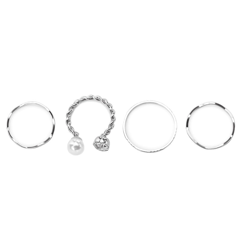 Women Geometric Ring Set Alloy Knuckle Rings With Gems