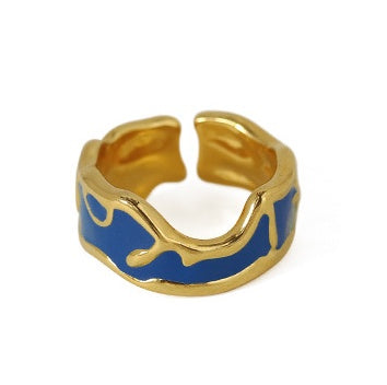 Womens Brass Ring With Emerald Green Dripping Oil Handmade Geometric Ring European American Retro Fashion Gift