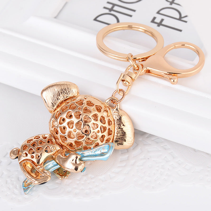 Keychain With Diamond Accents Metal Animal Pendant Ornament Bag Gift For Wedding Birthday Graduation Fun Great