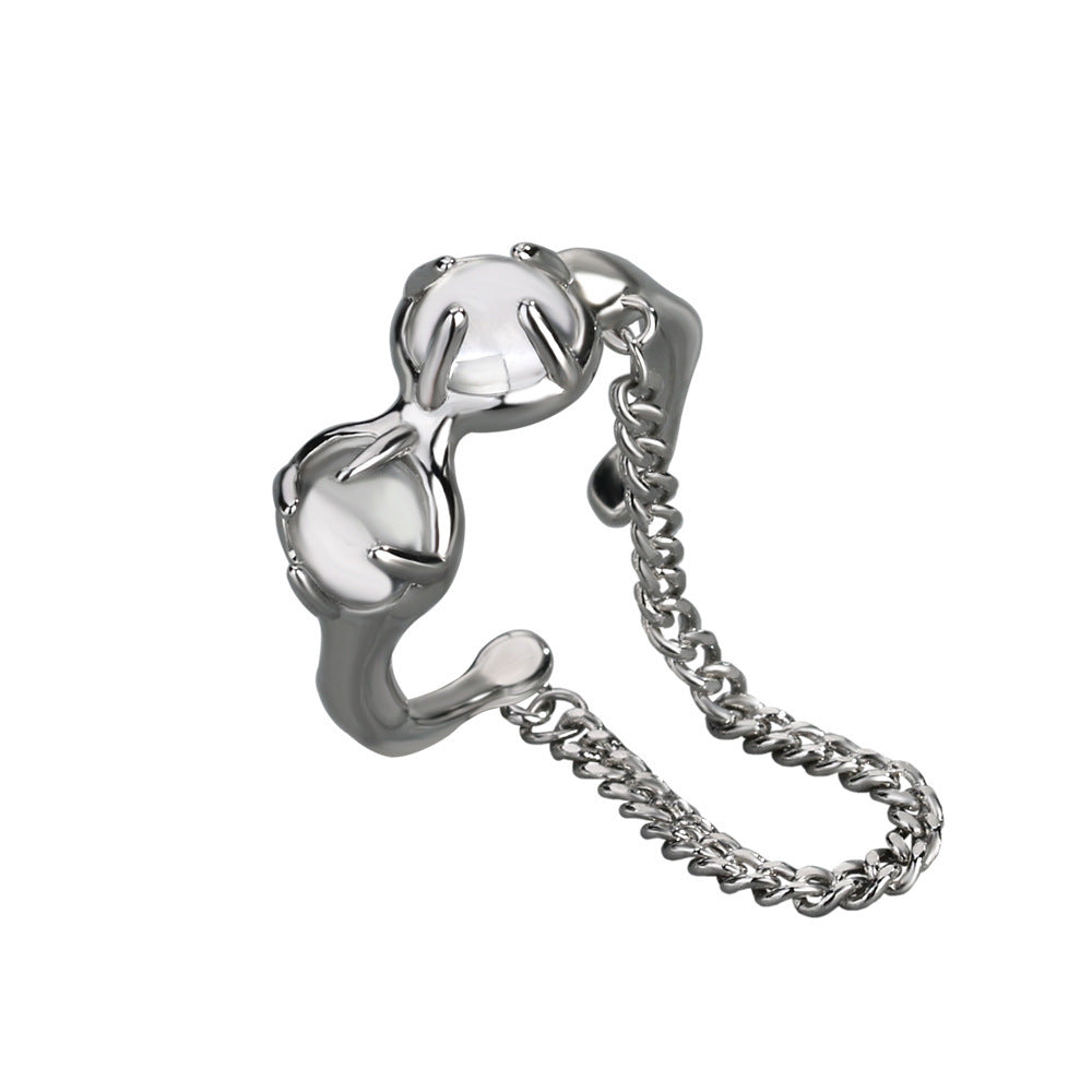 Copper Wind Ring With Crystal Inlaid Gems Adjustable Star