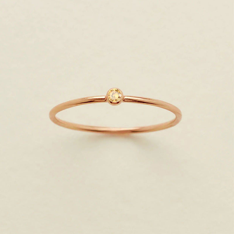 Stainless Steel Geometric Ring With Diamond Accents And Colorful Simulated Birthstone Anniversary Ring For Women Girls