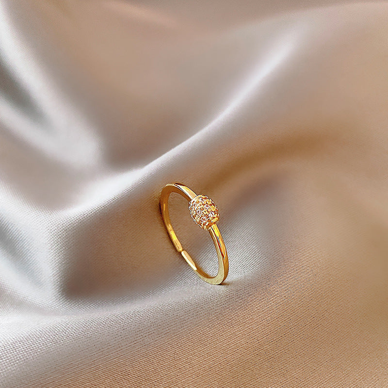 Geometric Gem Inlay Silver Ring 925 Adjustable Open Ring Korean Style Women Fashion Jewelry Everyday Wear For Daily Glam