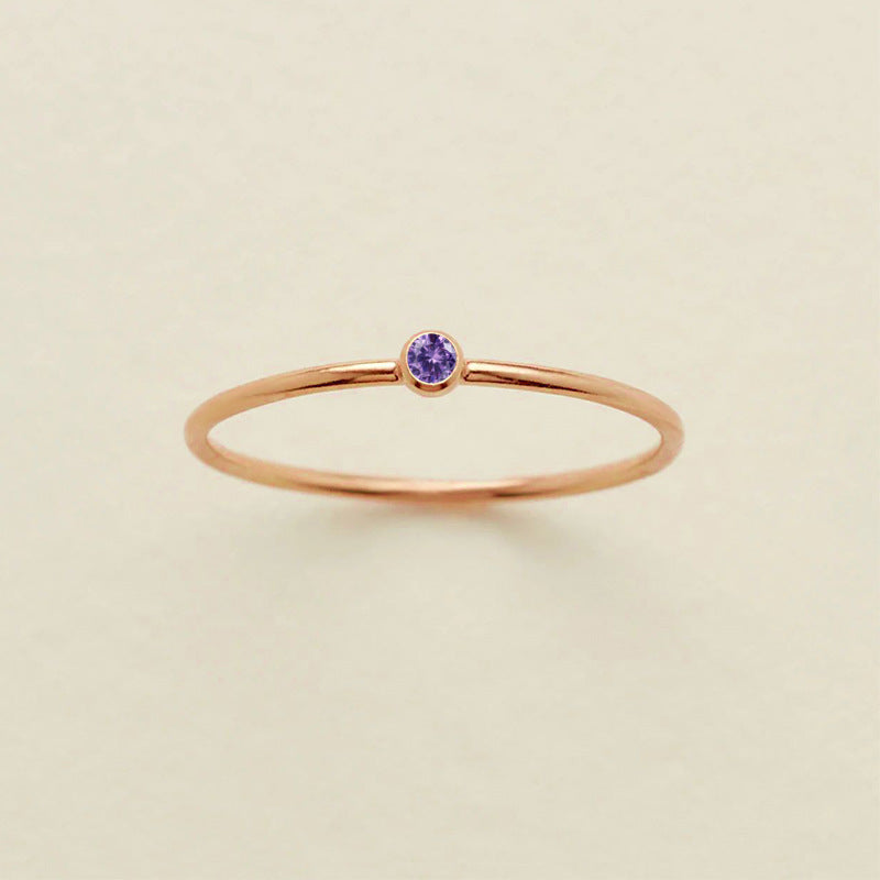 Stainless Steel Geometric Ring With Diamond Accents And Colorful Simulated Birthstone Anniversary Ring For Women Girls