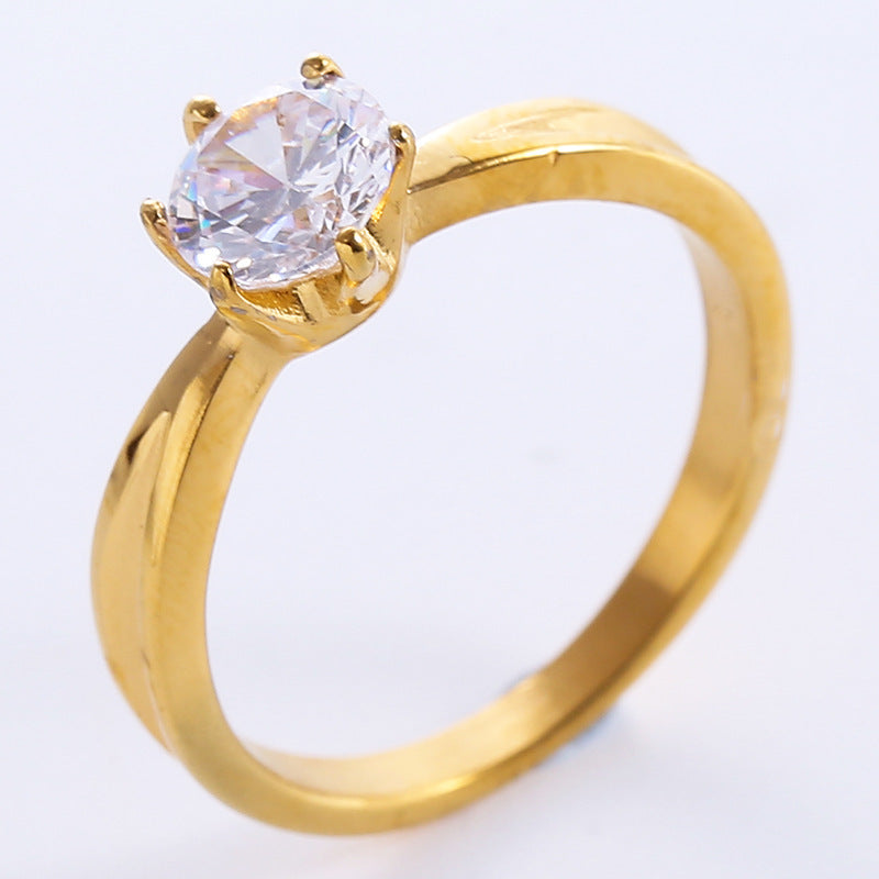 Simple Stainless Steel Shiny Ring Fashion Temperament For Women Steel Gold Plus Rose Gold Colors Sizes 6 7 8 9