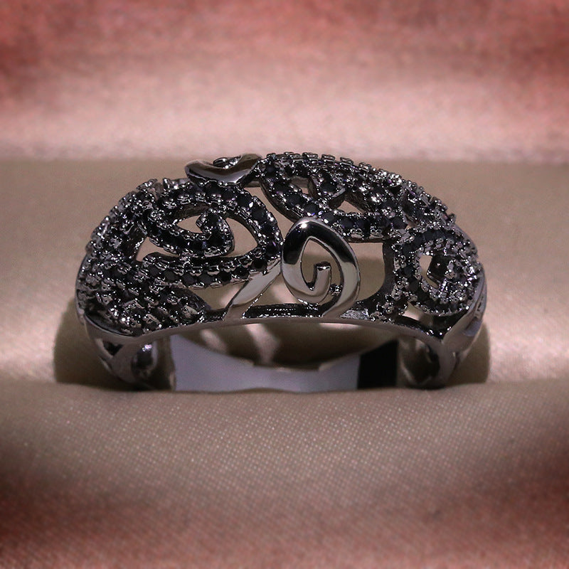 Womens Ring Vintage Retro Geometric Hollow Woven Brass Electroplated Statement Jewelry Unique Classic Geometric