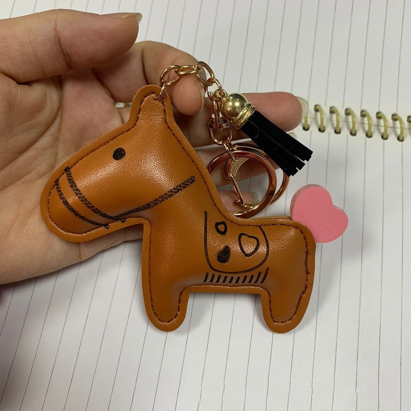 Cute Animal PU Leather Keychain Pendant for Car Keys Unisex Key Ring Decor Organization High Quality Travel Friendly