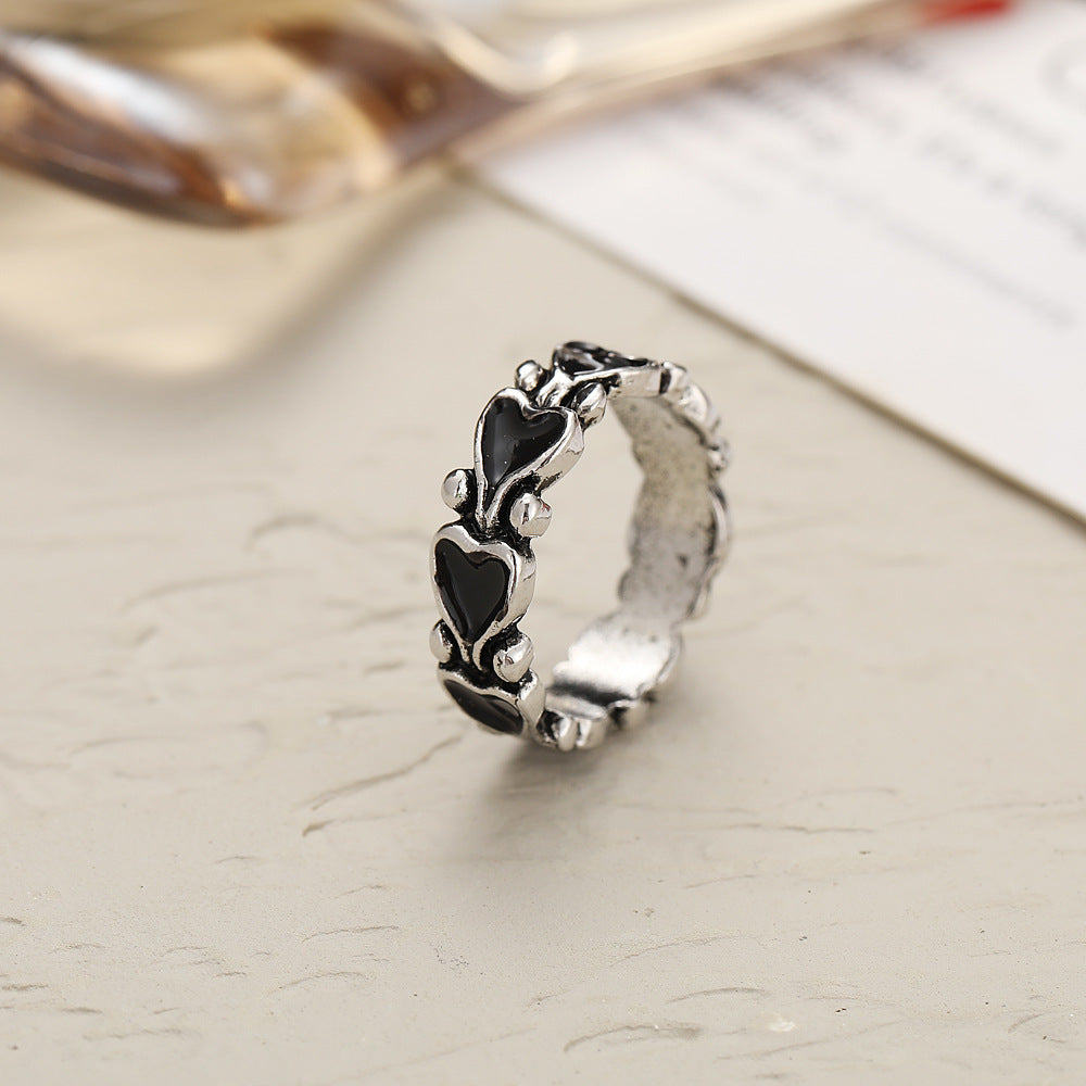 Gold Plated Heart Ring Unisex Retro European American Style Peach Heart Jewelry Individually Packed Gift Trend