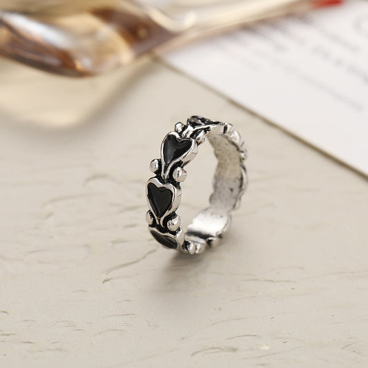 Gold Plated Heart Ring Unisex Retro European American Style Peach Heart Jewelry Individually Packed Gift Trend
