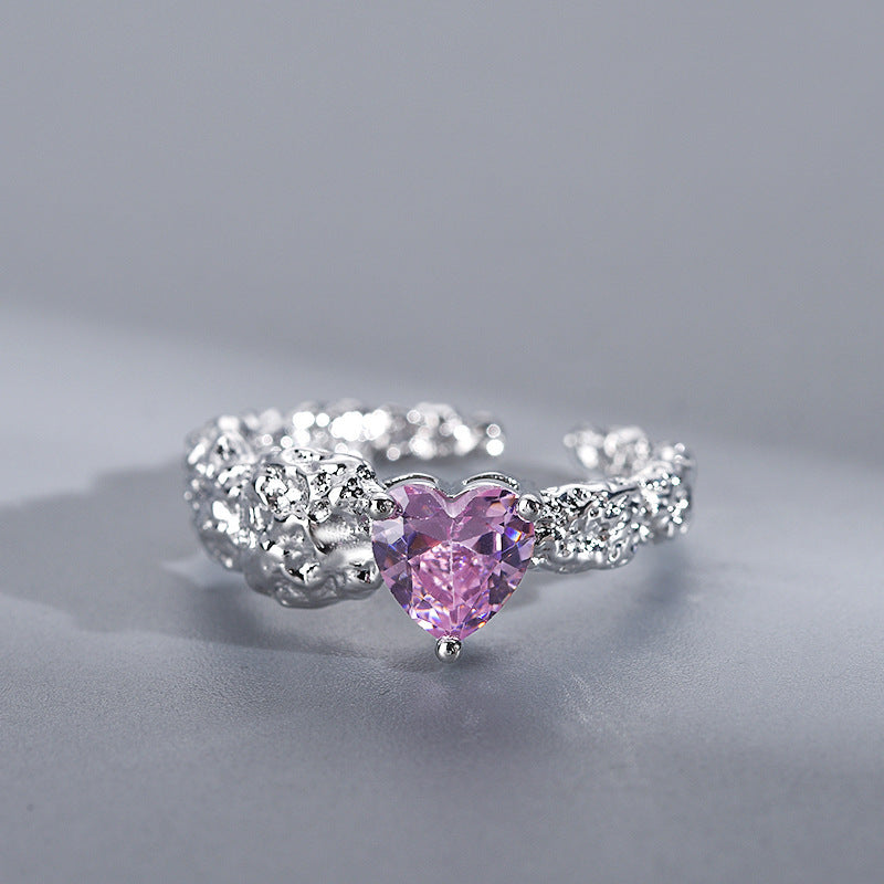 Womens Copper Zircon Ring Electroplated White Gold Simple Design Fashion Band Jewelry Gift Sparkle Finish Glow