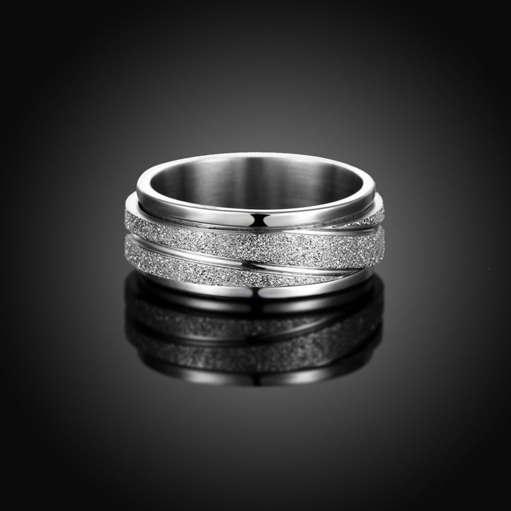 Rotatable Gear Titanium Steel Ring Modern Geometric Style