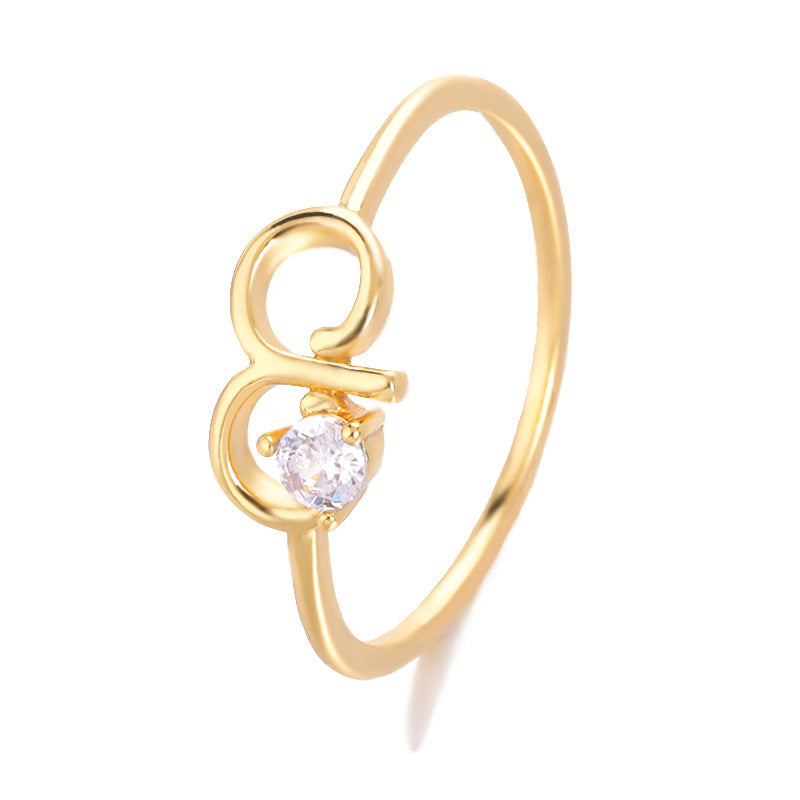 Womens Constellation Ring Zircon Copper Jewelry For Zodiac Sign Gold Color Elegant Celestial Ring For Everyday