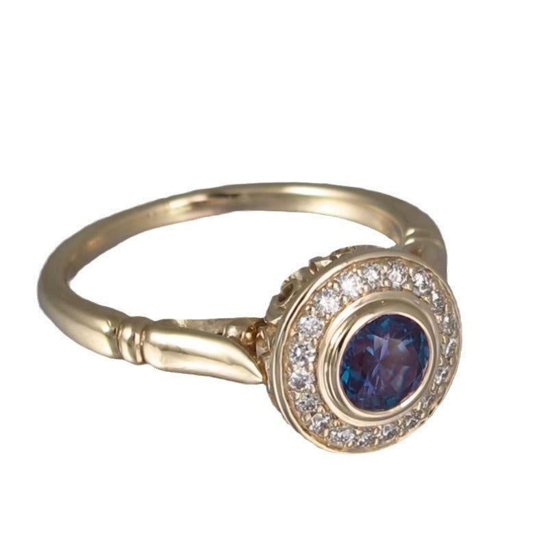 Zircon Ring for Women Double Layer Diamond Design Gold Plated Copper Ring Size 6 7 8 9 10 Elegant Classic Look