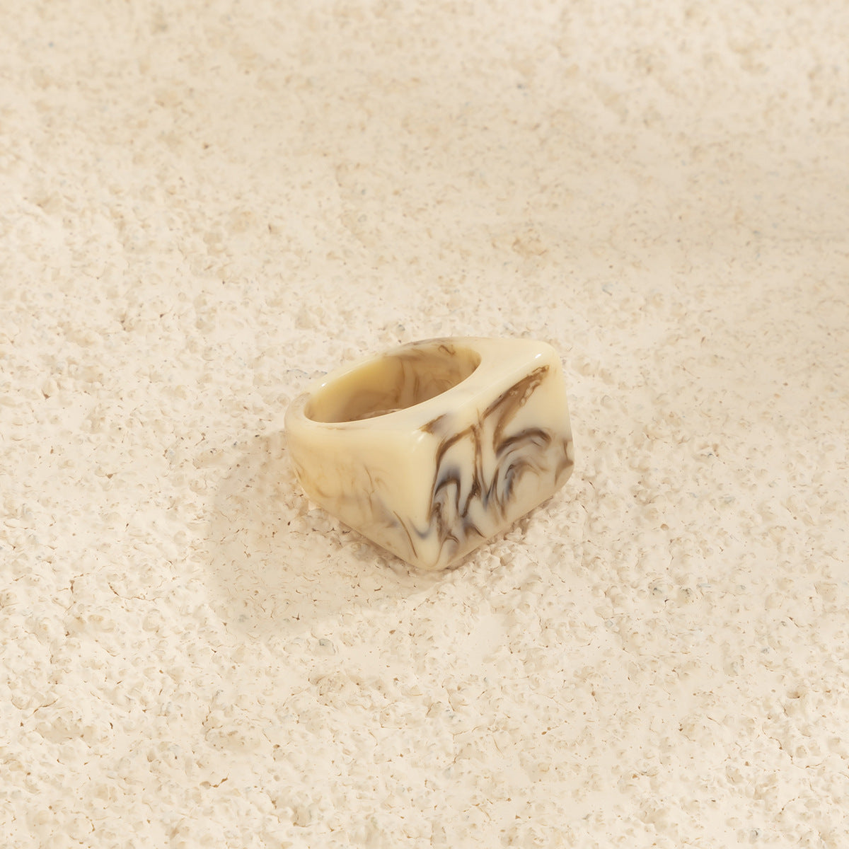 Womens Colorful Resin Geometric Ring Square Ring Pastoral Style Statement Fashion Jewelry Trendy Colorful Ring