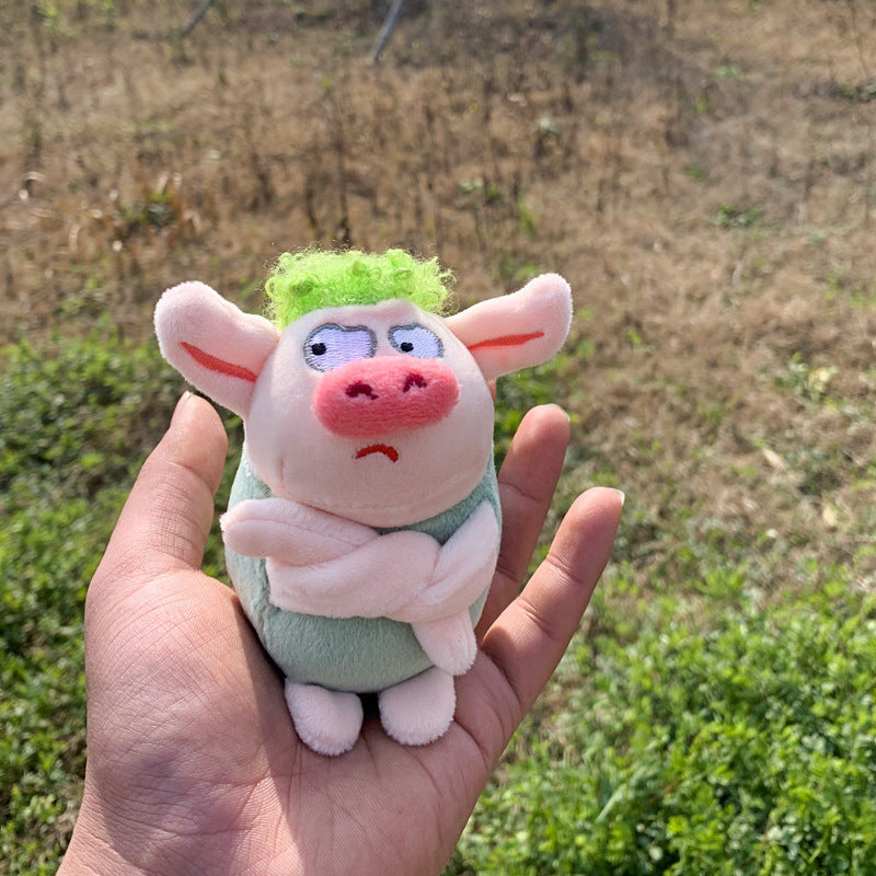 Plush Doll Keychain Pendant Cute Hanging Ornament for Bags and Keys 12cm Short Plush Stuffed Animal Toy Greens