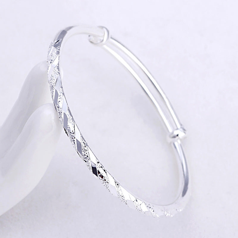 Electroplated Copper Bracelet With Frosted Meteor Shower Texture National Design Silver White Finish Fashion Bracelet