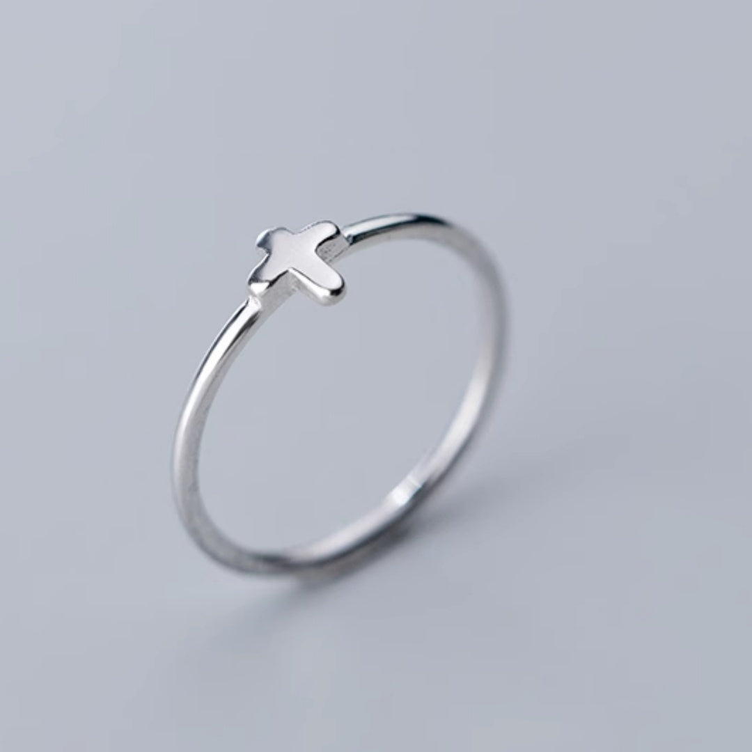 Simple And Elegant Cross Ring In Silver S925 Korean Style Opening Design For Fashion Jewelry For Daily Wear And Style