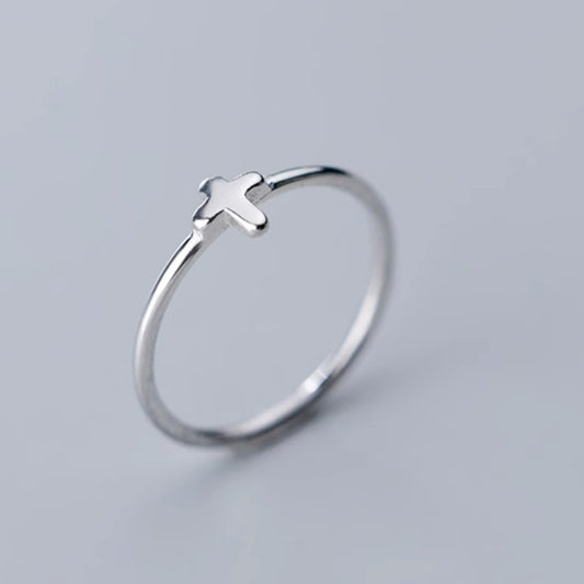 Simple And Elegant Cross Ring In Silver S925 Korean Style Opening Design For Fashion Jewelry For Daily Wear And Style