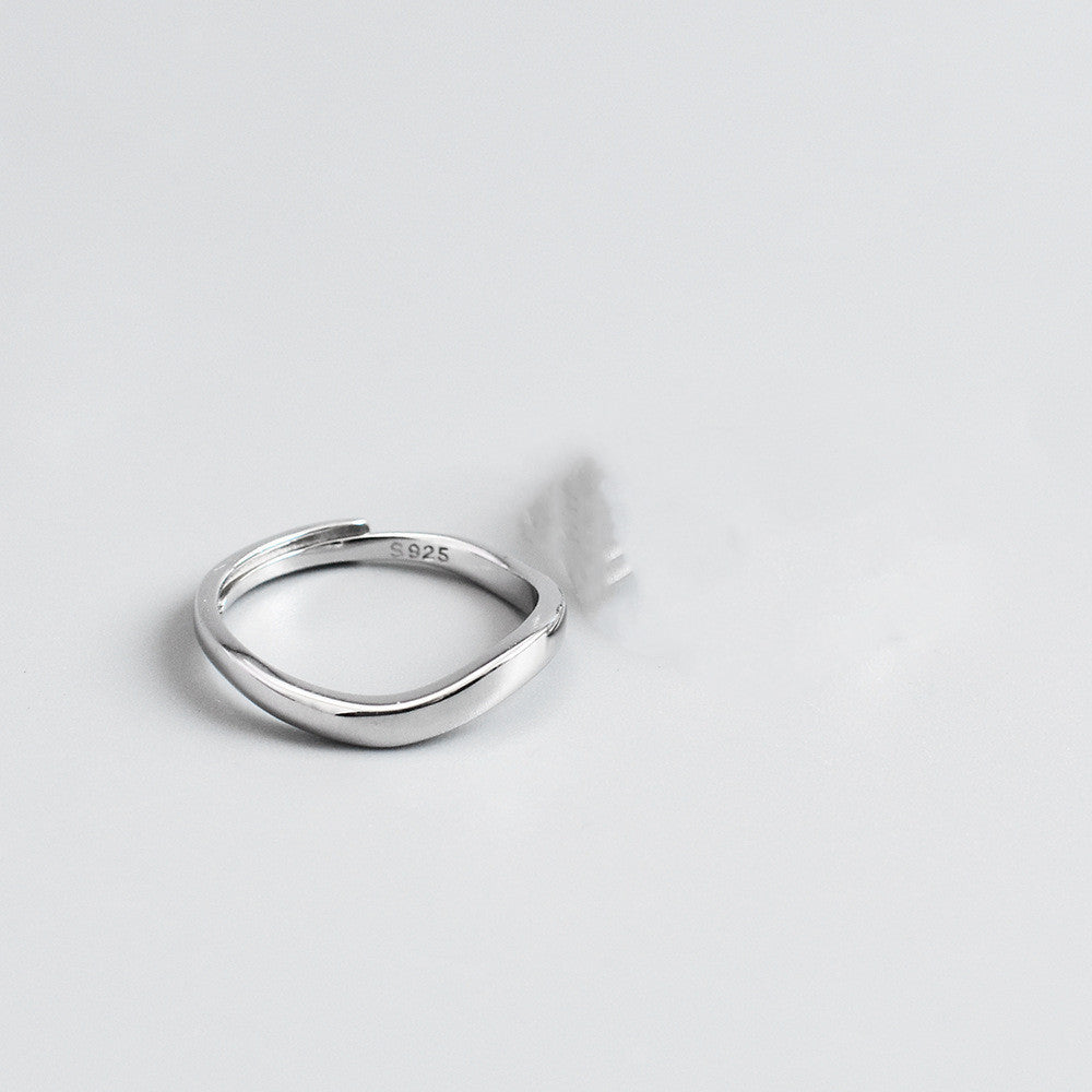 Sterling Silver 925 Couple Rings Adjustable Open Wave Design His Hers Matching Bands Fashion Jewelry For Twins