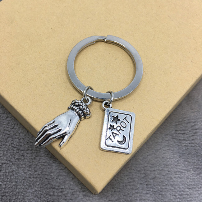 Antique Silver Halloween Keychain Pendant Spooky Season