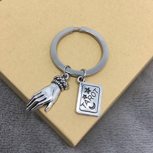 Antique Silver Halloween Keychain Pendant Spooky Season