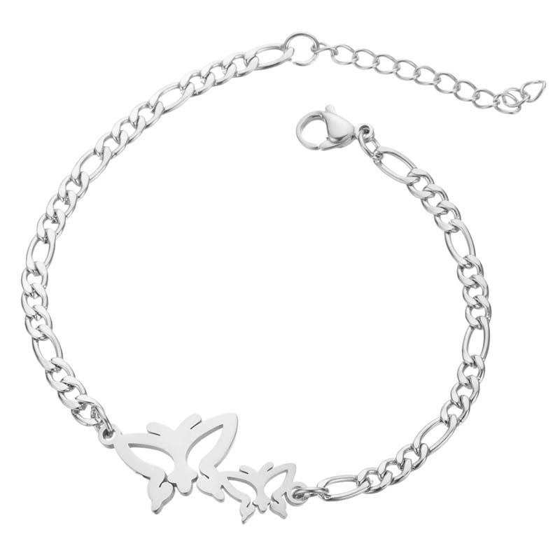 Womens Stainless Steel Bracelet With Elephant Charm Moon Star Charm Electroplated Korean Fashion Jewelry Bangle