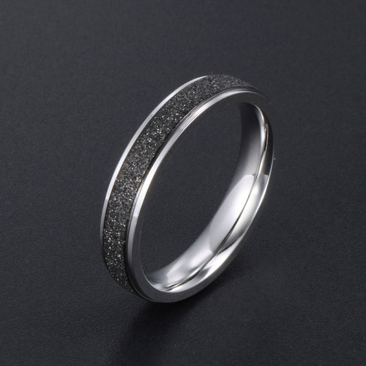 Unisex Titanium Steel Ring Black Frosted Finish 4MM Thick Durable Modern Minimalist Jewelry Band Everyday Wear